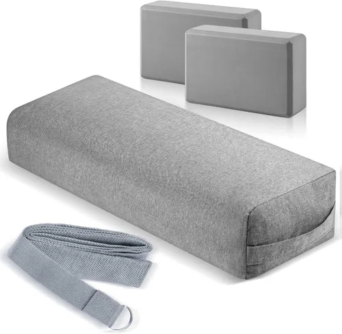 Juego de 4 almohadas de yoga con correa, cómoda almohada de meditación para yoga restaurativo, antideslizante, bloques de yoga reutilizables para