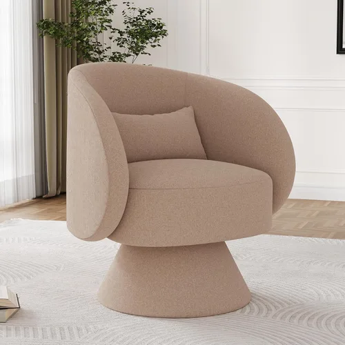 Miniatura 12 de Silla Giratoria de Barril, Sillas Giratorias de Acento Acolchadas Cuddle Tapizadas para Sala de Estar, Cómoda Silla Giratoria Redonda Pequeña Negra