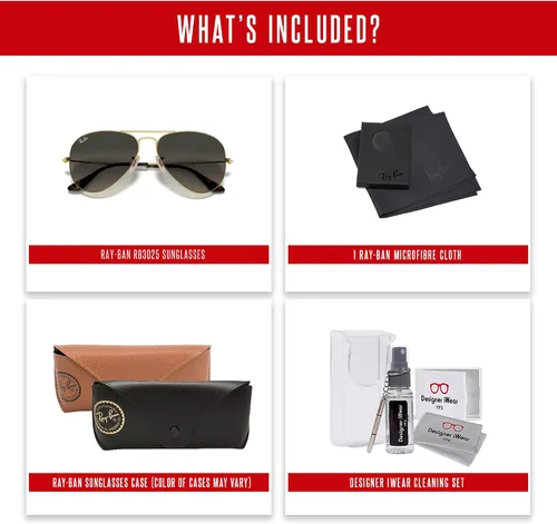 Miniatura 106 de Ray-Ban RB3025 - Lentes de sol de aviador de metal para hombre y mujer + paquete con kit de cuidado de gafas iWear de diseñador