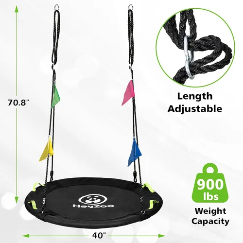 Miniatura 4 de HeyZoo Columpio de árbol de 40 pulgadas para niños, capacidad de peso de 900 libras, con correas ajustables para colgar, para patio trasero