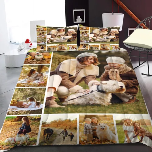 Miniatura 11 de Juego de edredón personalizado con fotos, juegos de cama personalizados con imágenes para niños y niñas (1 edredón y 2 fundas de almohada)