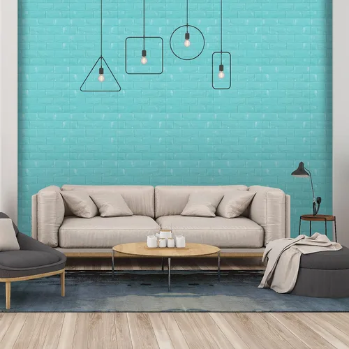 Miniatura 2 de 30PCS Paneles de Pared 3D Despegar y Pegar Papel Tapiz de Ladrillo Falso Azul Espuma Autoadhesiva Paneles de Ladrillo Paneles de Pared de Piedra