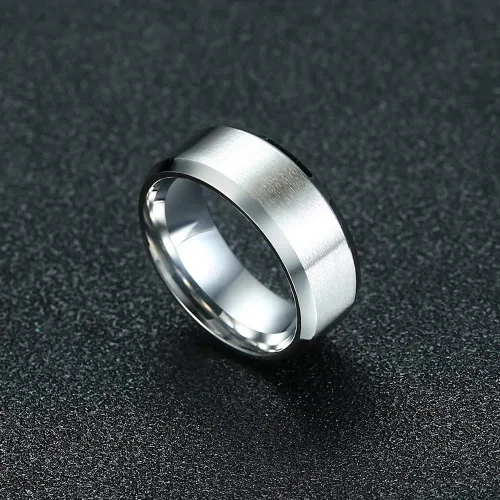 Miniatura 4 de Anillo básico mate cepillado para hombre de 0.157 in, 0.236 in, 0.315 in, 0.394 in, anillos de acero inoxidable negroazulplateado para hombres