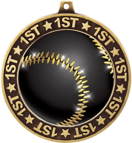 Miniatura 2 de 2.75" Premio de la Medalla de Sombra de Béisbol del 1er Lugar, Medalla de Trofeo de Oro