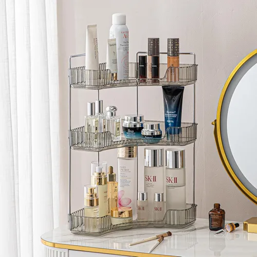 shuang qing Organizador esquinero de 3 niveles para mostrador de baño, estante de almacenamiento clásico para maquillaje, perfumes y artículos de