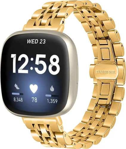 Miniatura 11 de Compatible con bandas Fitbit Versa 4/Versa 3/Sense 2/Sense para mujeres y hombres, correa de repuesto de metal de acero inoxidable para Fitbit Versa