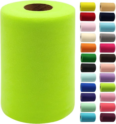 Miniatura 21 de Rollos de tela de tul de 6 pulgadas por 100 yardas (300 pies) Carrete de cinta de tul para manualidades, tutú, arco para la cabeza, decoración