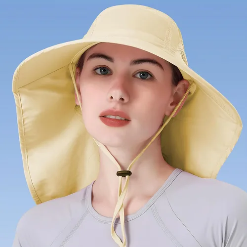 Miniatura 2 de Sombrero de mujer con protección UV, plegable, impermeable, de ala ancha, tipo cubo, con solapa para el cuello para verano, playa, pesca, senderismo