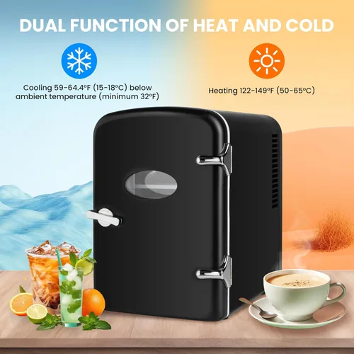 Miniatura 4 de HealSmart Mini refrigerador portátil, refrigeradores compactos enfriadores y calentadores de 4 litros 6 latas, con ventana de observación, 100%