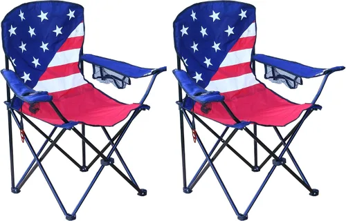 Miniatura 7 de Wilcor Silla de campamento Juego de 2 Silla plegable portátil para césped al aire libre para camping o playa Abrebotellas adjunto Sillas