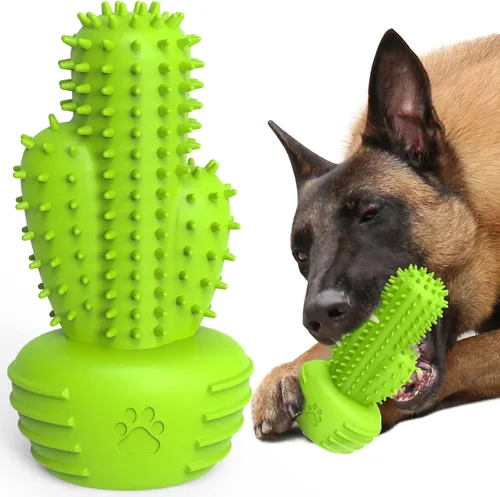 Pamlulu Juguetes para morder y cepillo de limpieza dental para perros - Dental para perros pequeños, medianos y grandes, juguetes de goma Verde