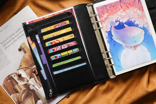 Miniatura 3 de Moterm A5 Luxe Rings Planner - Organizador de carpeta de cuero genuino (Pebble-Negro, argolla de 1.18 pulgadas (30 mm))