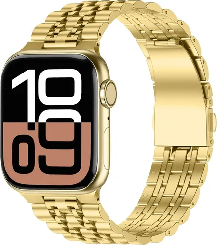 Miniatura 11 de Anlinser Correas de metal compatibles con Apple Watch de 1.65, 1.61, 1.57, 1.49 pulgadas para mujeres y hombres, correa de repuesto de acero Negro