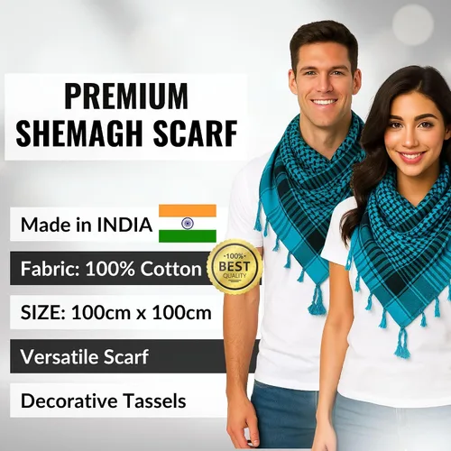 Miniatura 26 de LOVARZI Shemagh Cottons Arab Keffiyeh - Bufanda militar táctica para cabeza y cuello