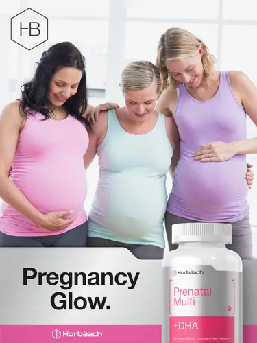 Miniatura 8 de Horbäach Multivitamínico prenatal para mujer con DHA, hierro y ácido fólico, 70 cápsulas blandas, sin OMG y sin gluten