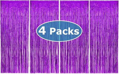Miniatura 13 de Allgala 4PK Metálico Oropel-Fiesta Foto Telón Cortinas Puerta Franja Decoración-Turquesa-BD52312