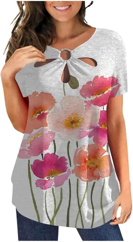 Shirts for Women Dressy Casual 2023 Vintage Tees Holiday 70s Tshirts Tops Short Sleeve T-Shirts Casual Spring