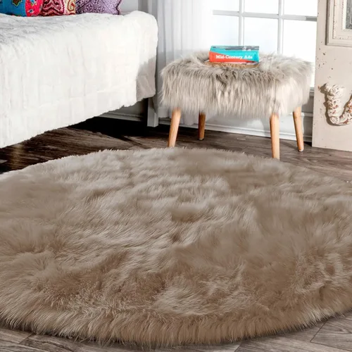 Miniatura 55 de Latepis - Tapete rectangular de piel sintética tipo lana de oveja suave, esponjosa y lavable para sala de estar, dormitorio, sala de juegos o Blanco