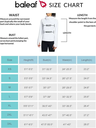 Miniatura 6 de BALEAF Camisas térmicas de manga larga para mujer, ropa de invierno, cuello redondo, cálido, forro polar, capa base con pasamontañas y agujeros