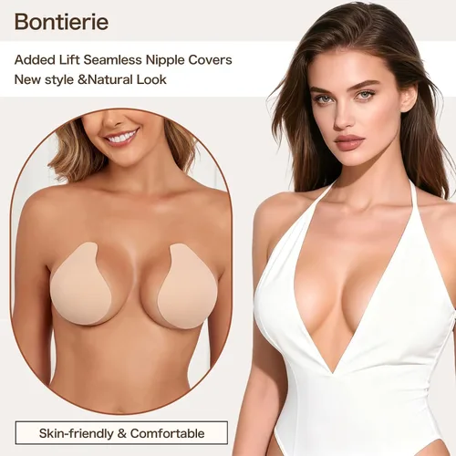 Miniatura 4 de Bontierie Cubiertas de pezón Pegajoso Push Up Bra Añadido Levantamiento sin costuras Empanadas Ultra Delgadas Adhesivo Bras Mujeres