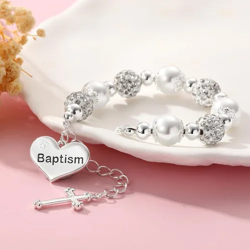 Miniatura 2 de Pulsera de cruz de bautismo de confirmación de la primera comunión para niñas, joyería católica, regalos para niños, hija, ahijada, nieta, 6+2
