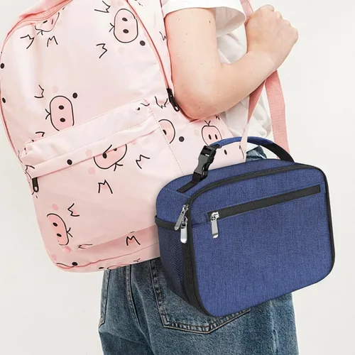 Miniatura 6 de Lonchera para niños y niñas, bolsa de almuerzo aislada duradera, lonchera para niños, bolsa de almuerzo para la escuela, azul oscuro