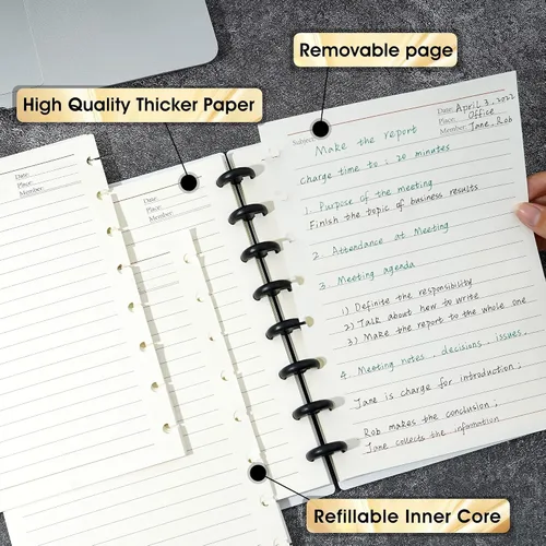 Miniatura 9 de Cuaderno de espiral encuadernado en disco Yoment Personalizable Diario en espiral recargable Cuaderno de 5 asignaturas con páginas removibles 120