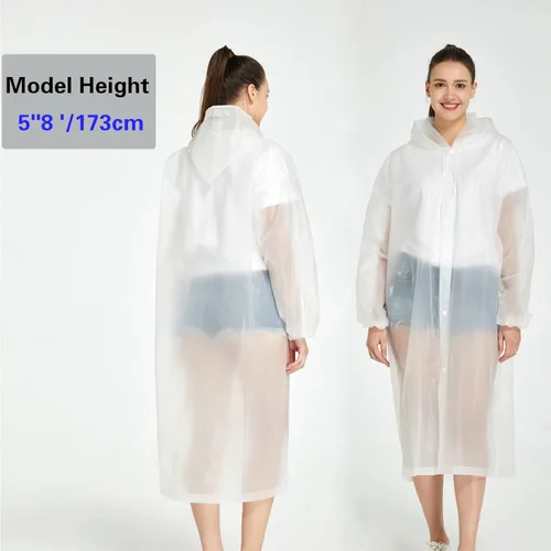 Miniatura 5 de YDYJKI Paquete de 2 ponchos de lluvia impermeables para adultos, impermeables de emergencia reutilizables con capucha y cordón, ponchos ligeros