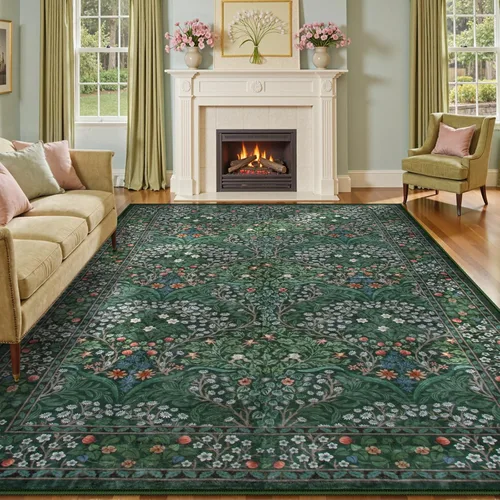Miniatura 40 de Lahome Tapete floral lavable, suave, para entrada y cocina, 2 x 3 pies, antideslizante, bohemio, ultradelgado, fácil de limpiar, para interior, Azul