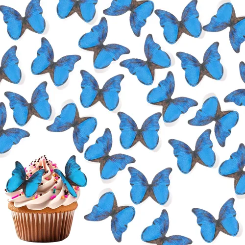 Miniatura 6 de TIESOME 48 mariposas comestibles para decoración de pasteles, decoración de cupcakes de mariposa vívida para bodas, cumpleaños, aniversario