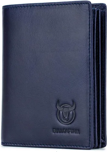 BULLCAPTAIN Cartera plegable de cuero genuino de gran capacidadtitular de la tarjeta de crédito para los hombres con 15 ranuras para tarjetas