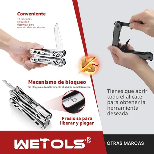 Miniatura 5 de Multiherramienta con navaja de bolsillo, regalos de cumpleaños para hombres, mujeres, mamá, papá, WETOLS 21 en 1, alicates de acero inoxidable