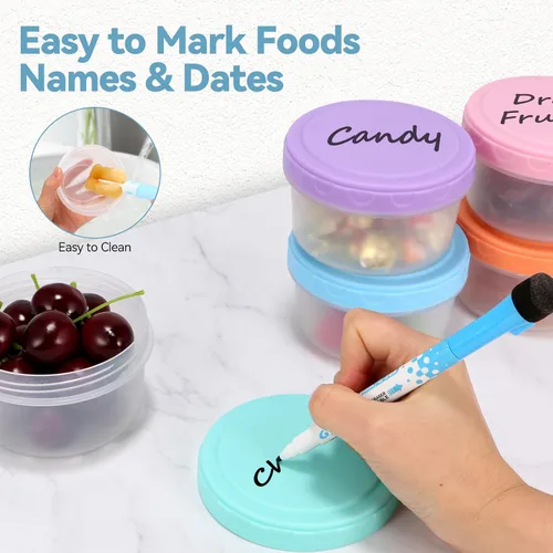 Miniatura 5 de 12 recipientes con tapas, cuencos de plástico reutilizables para aperitivos y puré, recipiente para aderezo de ensalada, para delicatessen, salsa