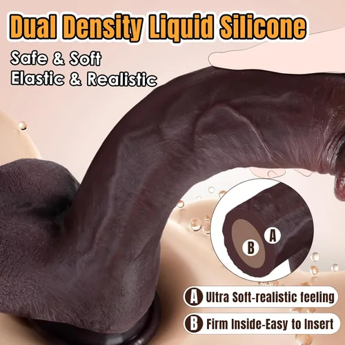 Miniatura 4 de Sex Toys - Consolador grande realista – Juguete sexual de 10.8 pulgadas de silicona marrón curvado, consoladores gigantes de doble capa para punto G