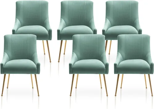 Miniatura 27 de Sillas de comedor modernas, sillas de comedor tapizadas en terciopelo con patas doradas, juego de 2 sillas de acento con capitoné para sala de Beige