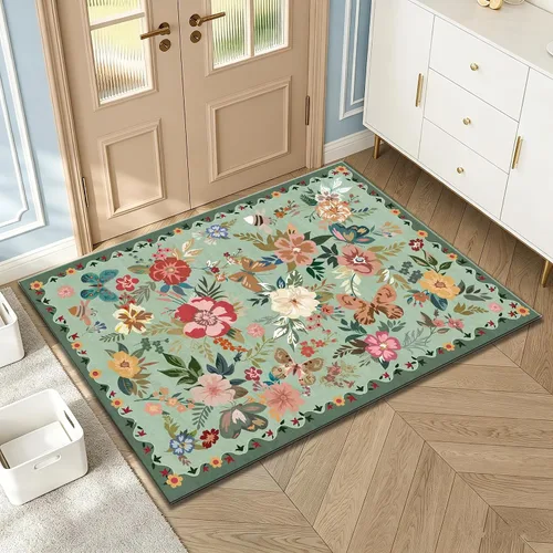 Miniatura 35 de Ukeler - Alfombra rústica con diseño floral para sala, dormitorio, comedor, Country rústico, Azul (luxury blue)