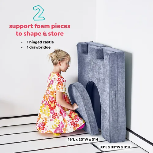 Miniatura 2 de Yourigami Castillo de Juego para Niños y Niños Pequeños, Juego de Complementos de Sofá para Sala de Juegos, Diseño Modular Duradero, Blue Lagoon