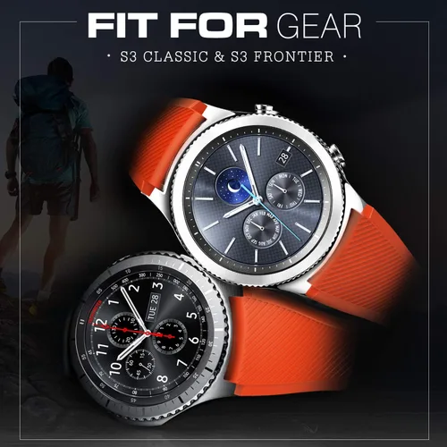 Miniatura 2 de TiMOVO Correa compatible con Samsung Gear S3 Frontier/Galaxy Watch 3 1.772 in/Galaxy Watch 1.811 in, 0.866 in Correa de silicona suave para S3
