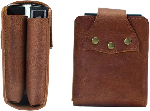 Miniatura 3 de boshiho Funda de naipes de cuero genuino doble para magos y jugadores de póquer, viajes de vacaciones de campamento