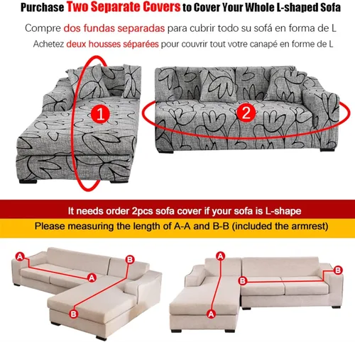 Miniatura 2 de MIPOPS Fundas de sofá 100% impermeables para sofás modulares en forma de L de 1, 2, 3, 4 plazas, funda elástica para sala de estar, protector de H