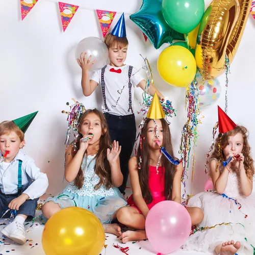 Miniatura 5 de Sotiff Juego de 200 sombreros y sopladores para fiesta de cumpleaños, cono colorido, sombrero metálico de papel de aluminio para niños y adultos