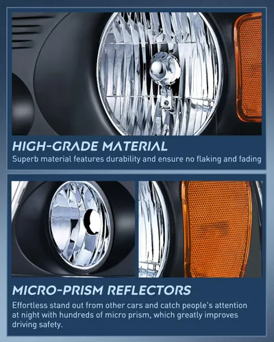 Miniatura 4 de Nilight 2004 2005 2006 2007 2008 F150 Faros, conjunto de faros para 2006 Lincoln Mark LT Negro, kit de repuesto de faros, carcasa negra, reflector