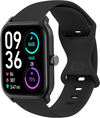 Lamshaw Correa de reloj inteligente compatible, correas de repuesto deportivas de silicona para TOOBUR IDW13 1.8" Smart Watch y más Negro