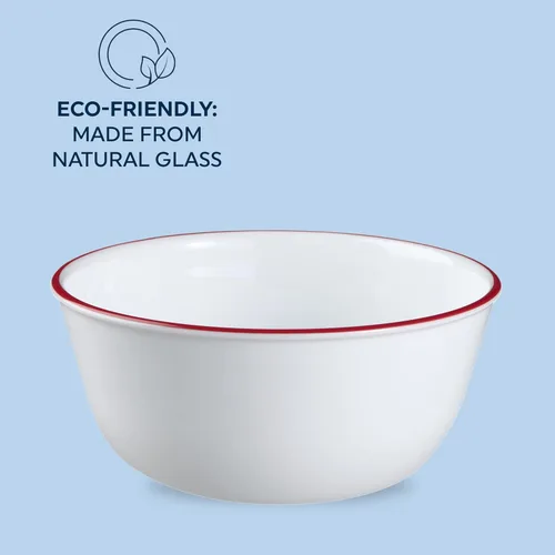 Miniatura 5 de Corelle Vitrelle - Juego de 6 cuencos de vidrio, para sopa, cereal y postre, juego de vajilla de cuencos resistente a las astillas y ligero, rojo