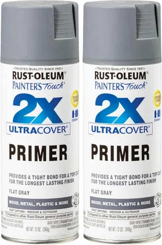 Miniatura 12 de Rust-Oleum 334017 Painter's Touch 2X Ultra Cover - Imprimación en aerosol, 12 onzas, gris plano, (paquete de 1)