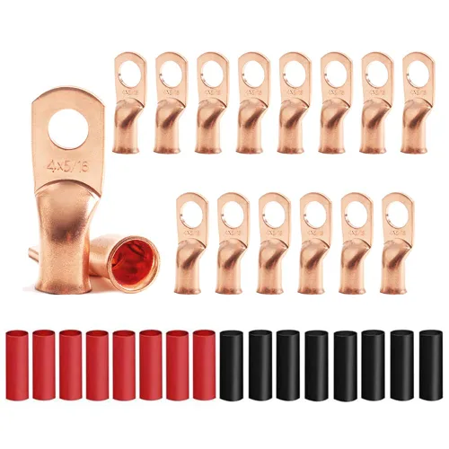 Miniatura 19 de 8 piezas de terminales de cable de cobre estañado de servicio pesado 1/0 AWG con espárrago de 3/8" y 8 piezas de terminales 1/0 AWG con espárrago