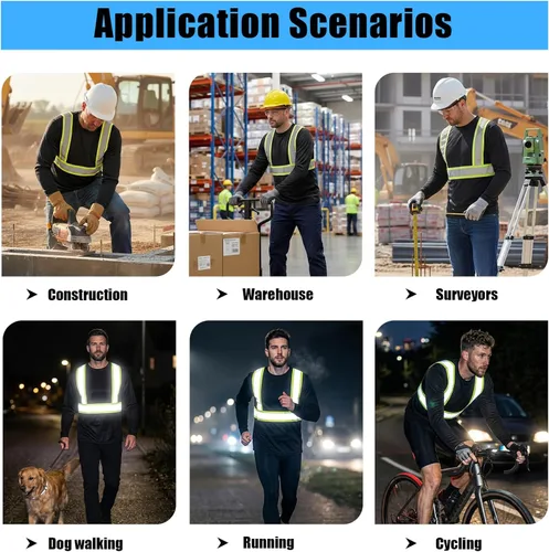 Miniatura 7 de HYCOPROT Hi Vis Safety Shirts Long Sleeve High Visibility Reflective Shirt for Men Women Class 3 Construction T Shirt Work T-shirts Clothes for