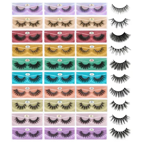 Miniatura 24 de FARRED - Pestañas postizas esponjosas, dramáticas, a granel, mix de 10 estilos, paquete de 50 pares, en cajas individuales, 10-18mm de volumen