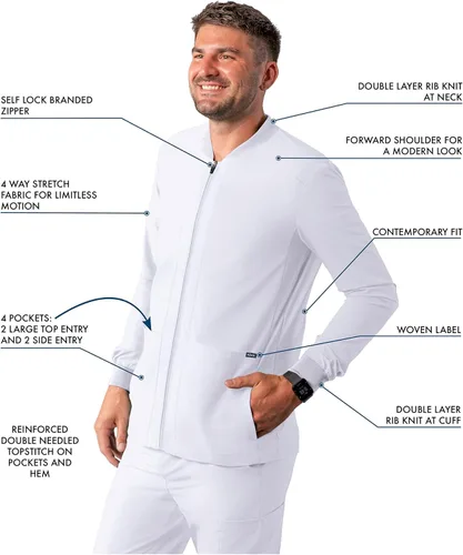Miniatura 3 de Adar Addition Scrubs para hombre - Chaqueta médica con cremallera