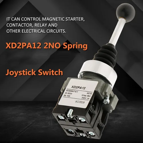 Miniatura 5 de Interruptor de palanca de mando, 2 posiciones 2NO tipo momentáneo Monolever Locked Joystick Interruptor de reemplazo para XD2PA12